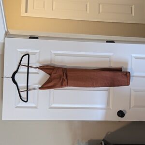 Lulus hot night out bronze satin dress